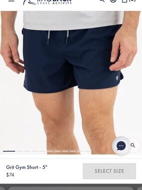 Rhoback Grit Gym Short - Navy NWT